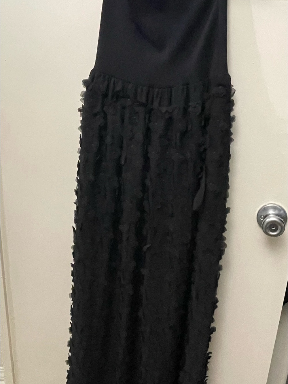 Zara Black Maxi Dress/Skirt with Textured floral Detail